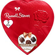 Russell Stover Assorted Chocolates Valentine's Red Foil Heart Gift Box, 7 pc