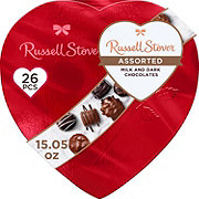 Russell Stover Assorted Chocolates Valentine's Red Foil Heart Gift Box, 26 pc