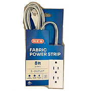 H-E-B 3-Outlet Indoor Fabric Power Strip - White