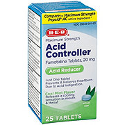 H-E-B Maximum Strength Acid Controller Famotidine 20 mg Cool Mint Tablets
