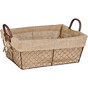 Destination Holiday Burlap Fabric Lined Chicken Wire Storage Basket