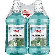 H-E-B Fresh Green Mint Antiseptic Mouthwash Texas Size Twin Pack
