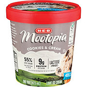 H-E-B Mootopia Lactose Free Light Ice Cream - Cookies & Cream