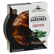 Brunswick Gourmet Brisling Sardines In Extra Virgin Olive Oil with Black Olives, Herbs & Spices