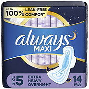 Always Maxi Pads Overnight Absorbency Unscented with Wings Size 5
