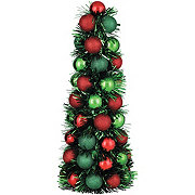 FC Young 3D Ornament Tinsel Tabletop Christmas Tree - Red & Green