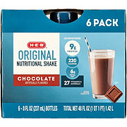 H-E-B Original Chocolate Flavored Nutritional Shakes, 6 Pk