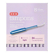H-E-B Plastic Applicator Unscented Tampons – Light Absorbency
