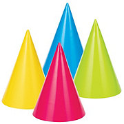 Creative Converting 8 Cone Shape Party Hats - Neon Colors