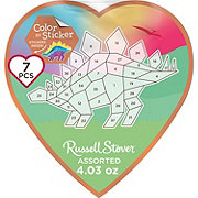 Russell Stover Color by Sticker Dino Assorted Chocolates Valentine's Heart Gift Box, 7 pc