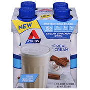 Atkins 15g Protein Shakes 4 pk Bottles - Creamy Cinnamon Swirl
