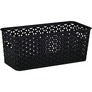 our goods Cross Weave Long Rectangle Storage Bin - Black