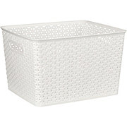 our goods Cross Weave Rectangle Storage Bin - White