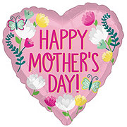 BLOOMS by H-E-B Pink Floral Heart-Shaped Happy Mother's Day Helium Balloon