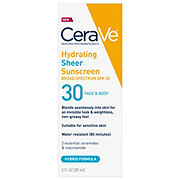 CeraVe Hydrating Sheer Sunscreen Face & Body Broad Spectrum SPF 30