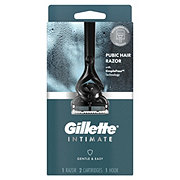 Gillette Intimate Pubic Hair Razor for Men, 1 Razor Handle, 2 Razor Blade Refills