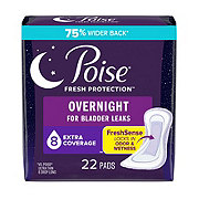 Poise Extra-Coverage Incontinence & Postpartum Pads - 8 Drop Overnight