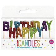 Unique Glitter Birthday Candle Picks - Rainbow