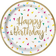 Unique Bright Triangles Happy Birthday Paper Plates, 8 ct