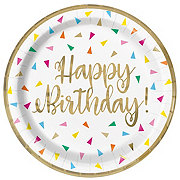 Unique Bright Triangles Happy Birthday Paper Plates, 8 ct