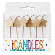 Unique Gold Star Happy Birthday Cupcake Pick Candles