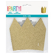 Unique Mini Glitter Paper Party Crowns - Gold