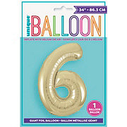 unique Number 6 Giant Foil Balloon - Gold