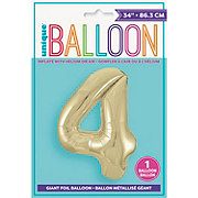 unique Number 4 Giant Foil Balloon - Gold