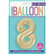 unique Number 8 Giant Foil Balloon - Gold