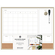 U Brands Gold Metal Frame 4-in-1 Dry Erase Calendar Board