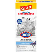 Glad ForceFlex MaxStrength Tall Kitchen Drawstring Trash Bags with Clorox, 13 Gallon - Mountain Air Scent