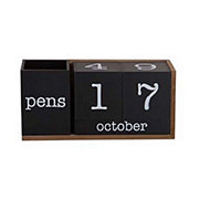 Home Essentials & Beyond Desktop Block Calendar with Pencil Cup  - Black