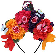 Day Of The Dead Flower Butterfly Crown Headband - Multicolor