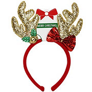 Fantasia Accessories Antler Gold Glitter Headband with Bow