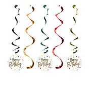 Creative Converting Happy Birthday Stripes Dizzy Danglers, 5 ct