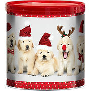Christmas puppies popcorn tin Clearance