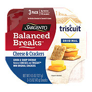 SARGENTO Balanced Breaks Snack Trays - Gouda & Sharp Cheddar Cheese with Triscuit Mini Original Crackers