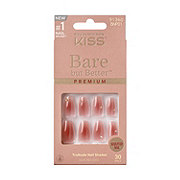 KISS Bare But Better, Press-On Nails, Shine, Pink, Med Coffin, 30ct