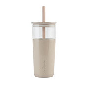 Reduce Aspen Glass Tumbler with Wide Straw - Sand