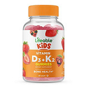 Lifeable Kids Vitamin D3 + K2 Gummies - Strawberry