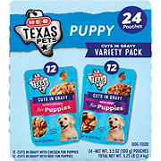 H-E-B Texas Pets Cuts in Gravy Wet Puppy Dog Food Pouches Variety Pack - Chicken & Beef