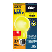 Feit Electric A19 60-Watt LED Yellow Bug Light Bulb