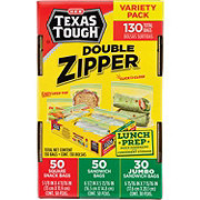 H-E-B Texas Tough Double Zipper Sandwich Bags Lunch Prep Variety Pack