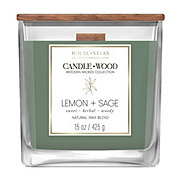 House of Velas Lemon & Sage Scented Wooden Wick Candle