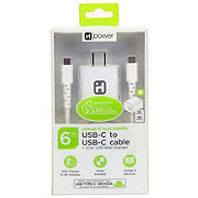 iHome USB-C to USB-C Cable with Wall Charger - White