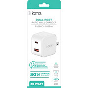iHome Dual Port Rapid Wall Charger - White