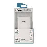 iHome Dual USB Portable Power Bank - White