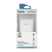 iHome Dual USB Portable Power Bank - White