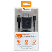 iHome Lightning to USB-A Cable with Wall Charger - Black
