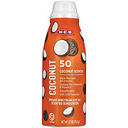 H-E-B Travel Size Oxybenzone Free Coconut Sunscreen Spray – SPF 50